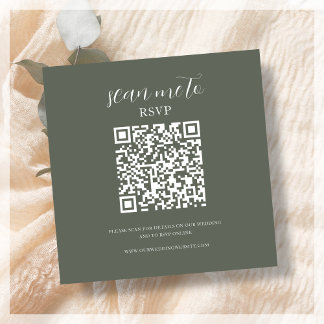 Waldgrün | RSVP QR Code für Hochzeiten Begleitkarte