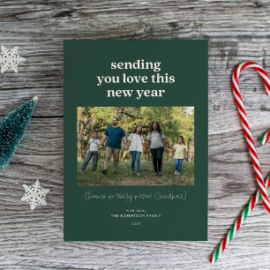 Waldgrün sendet Ihnen Liebe zu diesem Neujahrsfoto Feiertagskarte
