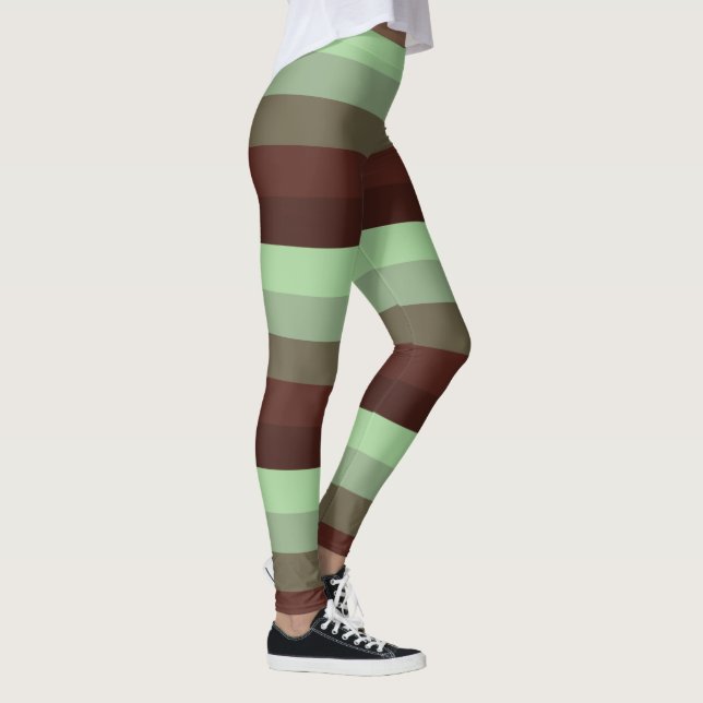 Waldgrün-Streifenmuster Leggings (Rechts)