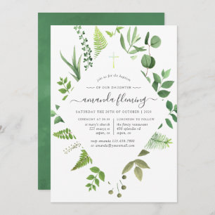 Waldgrün Taufe oder Weihnachten Einladung