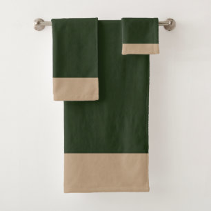 Waldgrün und Beige Badhandtuch Set
