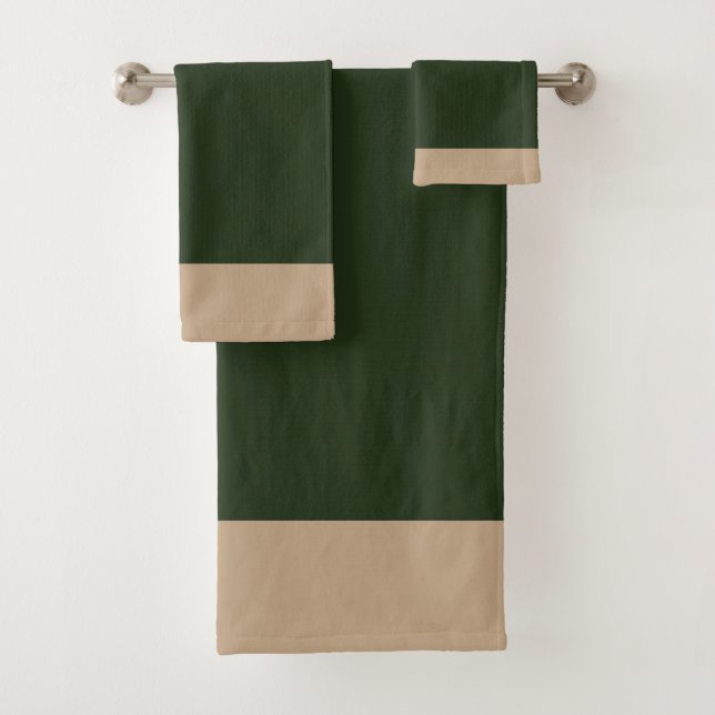 Waldgrün und Beige Badhandtuch Set (Insitu)