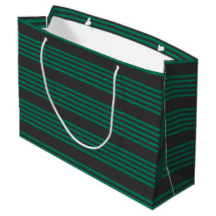 Waldgrün und Holzkohlefieber-Streifen Große Geschenktüte