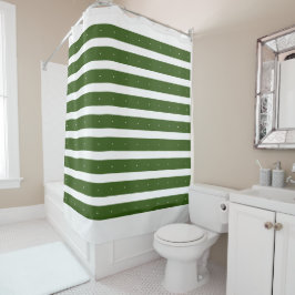 Waldgrün und weiße Streifen Duschvorhang