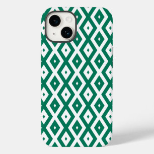 Waldgrün-weiße Rautenmuster Case-Mate iPhone 14 Hülle