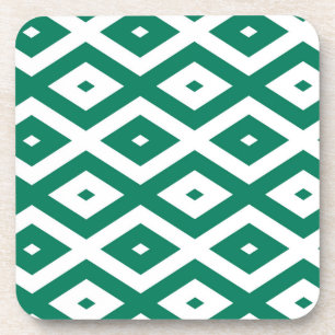 Waldgrün-weiße Rautenmuster Getränkeuntersetzer