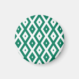 Waldgrün-weiße Rautenmuster Magnet