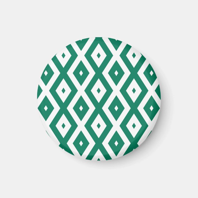 Waldgrün-weiße Rautenmuster Magnet (Vorne)