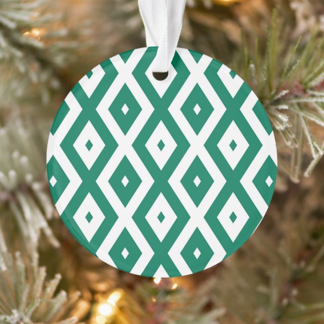 Waldgrün-weiße Rautenmuster Ornament (Baum)