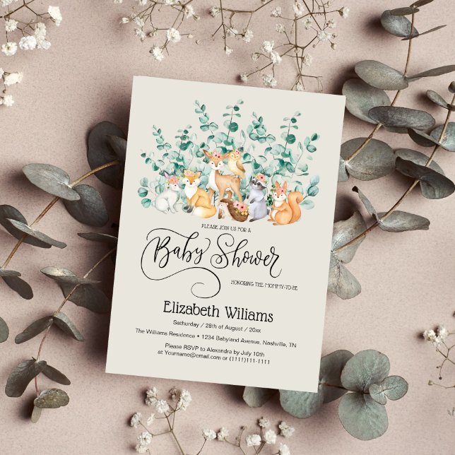 Waldgrün Wildtiere Babydusche Einladung (Von Creator hochgeladen)