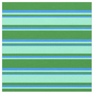 Waldgrüne, Aquamarine und blaue Streifen Stoff