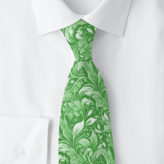 Waldgrüne botanische Batik Krawatte (Von Creator hochgeladen)