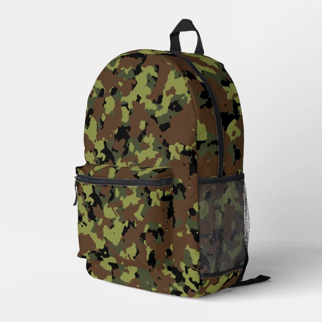 Waldgrüne Camouflage Bedruckter Rucksack (Rückseitige Ecke Rechts)