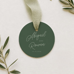Waldgrüne elegante Hochzeitsgunst-Anhänger Geschenkanhänger