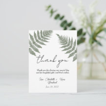 Waldgrüne Farne Hochzeit Danke