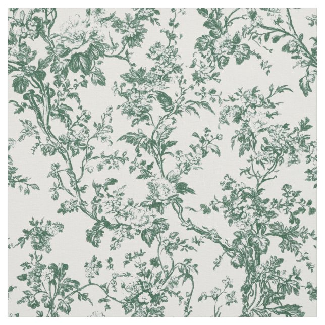 Waldgrüne Floral-Toile Stoff (Muster)