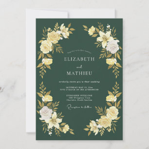Waldgrüne Goldene Blütenhochzeit Einladung