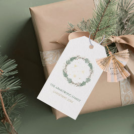 Waldgrüne Goldene Sterne Weihnachten Familienname Geschenkanhänger