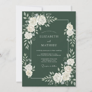 Waldgrüne große Winterhochzeit Einladung