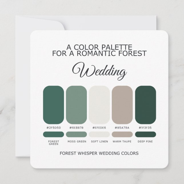 Waldgrüne Hochzeit Farbpalette Karte (Vorderseite)