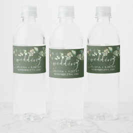 Waldgrüne Hochzeit Wasserflaschenetikett