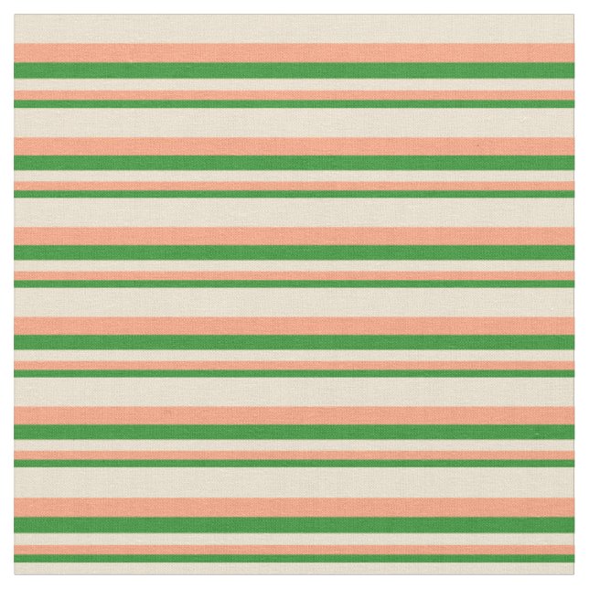 Waldgrüne, leichte Lachs und beige farbige Leinen Stoff (Nahaufnahme)