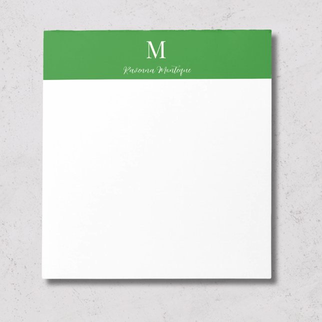 Waldgrüne Luxus-Personalisierung Name Monogramm Notizblock (Von Creator hochgeladen)