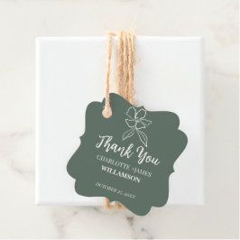 Waldgrüne Minimalblumen-Gastgeschenke Hochzeiten Geschenkanhänger
