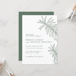 Waldgrüne Minimalistische botanische Hochzeit Einladung