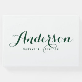 Waldgrüne moderne Kalligrafie-Hochzeit Gästebuch