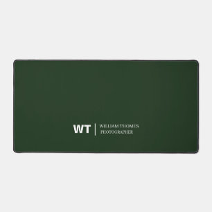 Waldgrüne moderne Monogramm-Schreibtischunterlage Schreibtischunterlage