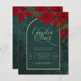 Waldgrüne Rote Rosen Winterhochzeit