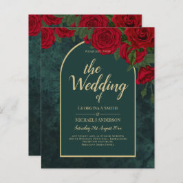 Waldgrüne Rote Rosen Winterhochzeit