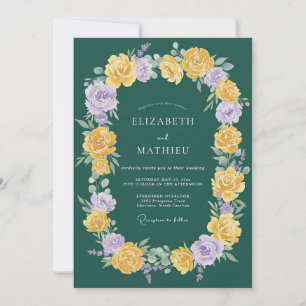 Waldgrüne strahlende Floral-Hochzeit Einladung