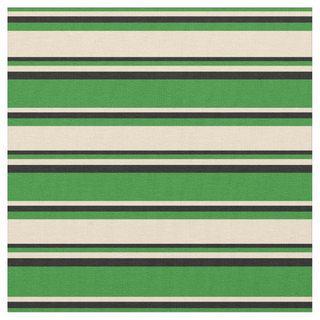 Waldgrüne, Tan und schwarze farbige Linien Stoff (Nahaufnahme)