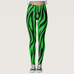 Waldgrüne Zebradrucke Leggings