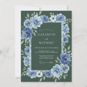 Waldgrünes Azurblumen-Winterhochzeit Einladung