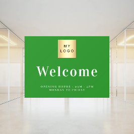 Waldgrünes Firmenlogo Begrüßungszeiten Fensteraufkleber