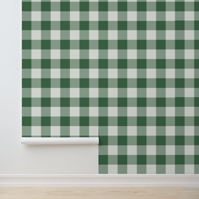 Waldgrünes großes Büffel-Karo-Gingham Tapete (Anwendung)