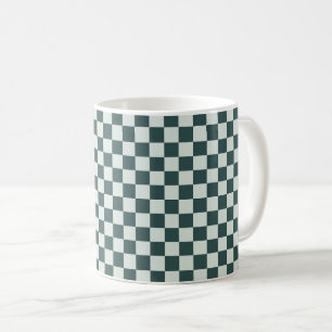 Waldgrünes Moos-Schachbrettmuster Kaffeetasse