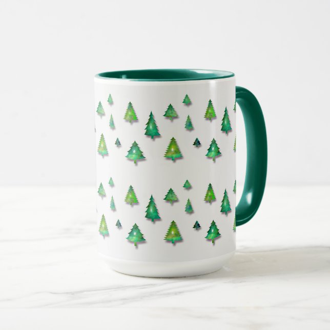 Waldgrünes Muster. Tasse (VorderseiteRechts)