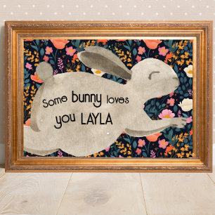 Waldhaubenkern Bunny Watercolor Blütenfarben Poster