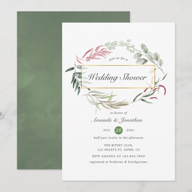 Waldherbarium Geometrischer Polterabend Einladung (Vorne/Hinten)