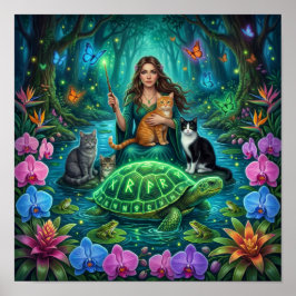 Waldhexe und die Weltschildkröte — Nordisch Poster