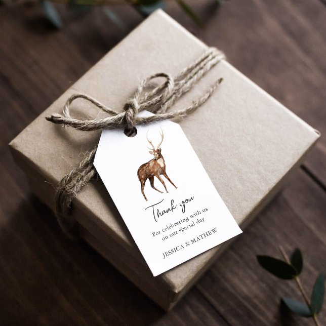 Waldhirsch-Hochzeit Danke Geschenkanhänger (Von Creator hochgeladen)