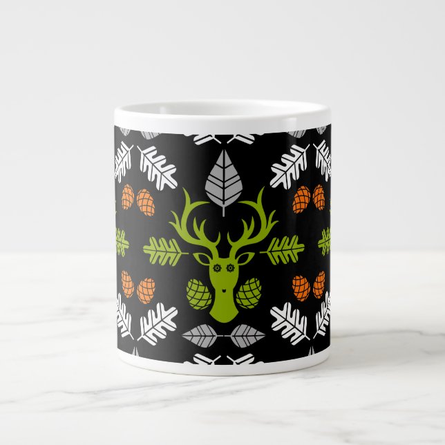 Waldhirsch-Naturdruck Jumbo-Tasse (Vorderseite)