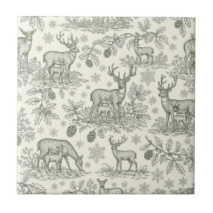 Waldhirsch-Winter-Toile-Muster Fliese