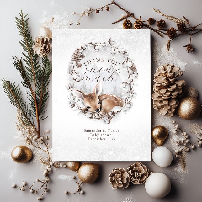 Waldhirsche außerhalb Winter Kinderdusche kalt Dankeskarte (Von Creator hochgeladen)