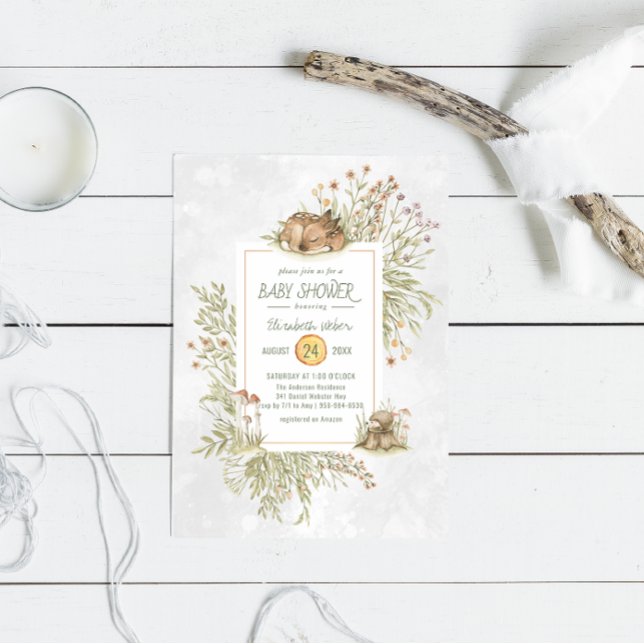 Waldhirsche | Forest Baby Shower Einladung (Von Creator hochgeladen)