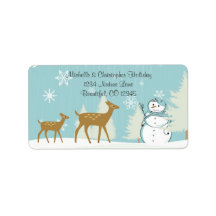 Waldhirsche mit dem Snowman Winter Address Label